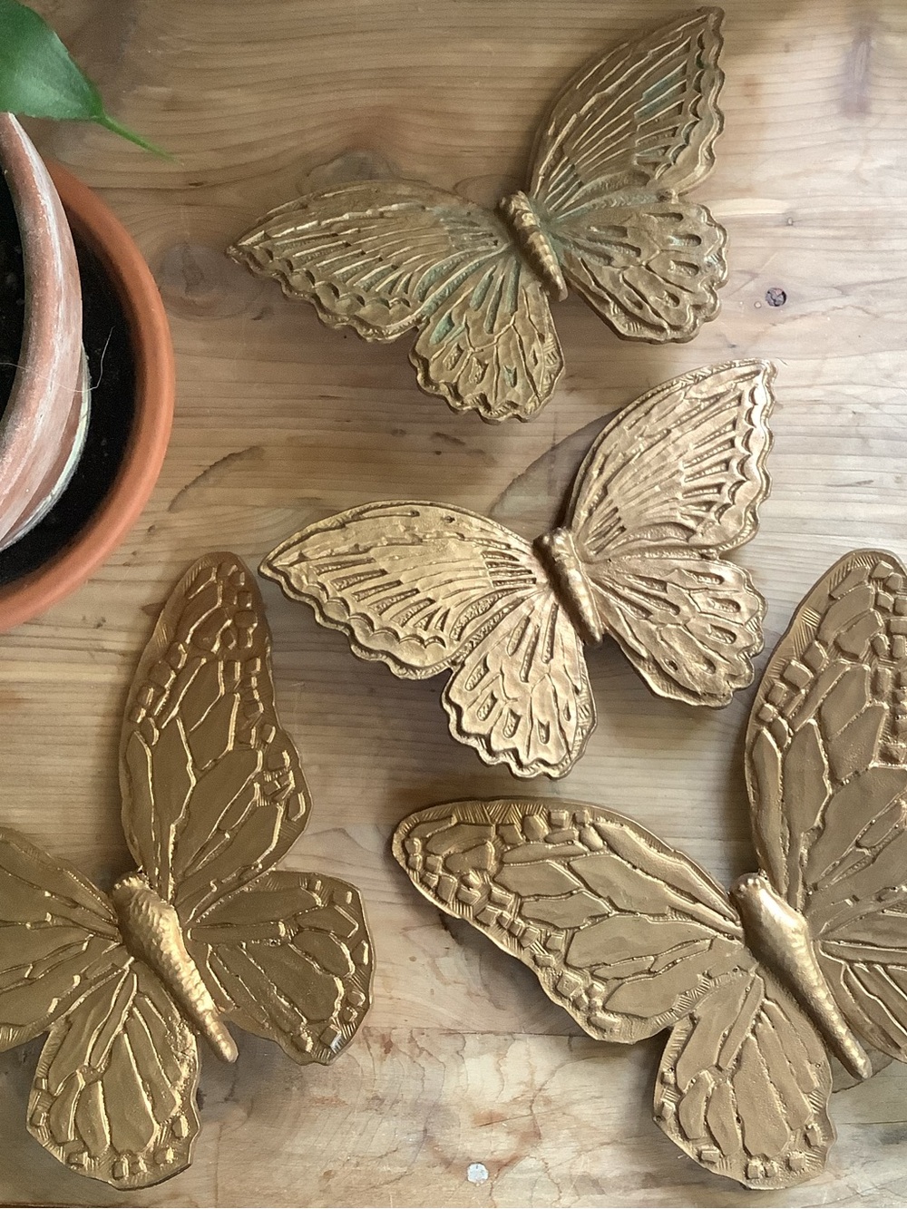 Vintage MCM Homco Gold Butterfly Wall Accents Set of 4